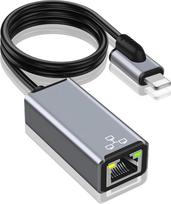 "Lightning ing to Ethernet" adapteris, "iPhone" ir RJ45 100Mbps Mbit/s tinklo adapteris su įkrovimo prievadu, suderinamas su telefonu 14/13/12/11/XS/XR/X/8/7/Pad (17 cm)