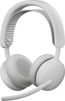 "Logitech Zone Wireless 2 ES" - triukšmą slopinančios adaptyviosios hibridinės ANC "Bluetooth" ausinės - pilkai baltos