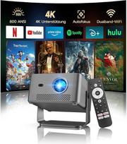 "Magcubic Beamer 4K", 1080P Native 800ANSI projektorius su "WiFi", "Bluetooth", "Sprachsteuerung", integruotu TV laikikliu, automatiniu fokusavimu, automatine trapeckorrektūra, 180° Drehbar 15W projektorius HY450GT