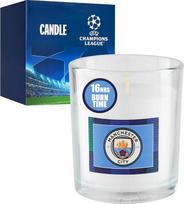 "Manchester City FC" žvakė stiklinėje stiklinėje Vyrai paaugliai Nekvepianti dekoratyvinė žvakė su klubo logotipu, 16 valandų žvakės ilgai dega, Čempionų lygos dovanų idėja
