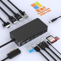 "Microsoft Surface Dock 2", "Surface" prijungimo stotelė 12 in 1 su trimis ekranais "Surface Dock" su 2 HDMI 4K + VGA, skirta "Surface Pro 11/10/9/8/×/7/6/5/4/3", "Surface Laptop 7/6/5/go/4/3/2/1", "Surface Book Laptop 3