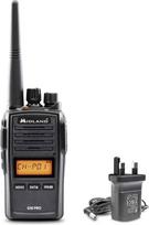 "Midland G18 Pro", dvipusio ryšio radijo imtuvas "Walkie Talkie", 99 nemokami PMR446 kanalai, IP67 sertifikatas, ličio jonų baterija, stalinis įkroviklis, diržo spaustukas, UKCA sertifikatas, JK kištukas, juodas