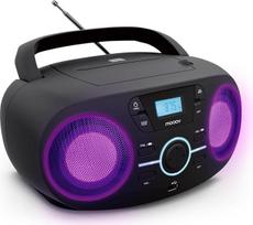 "Mooov" nešiojamasis CD grotuvas, CD garso skaitytuvas CD-R/CD-RW/CD-MP3, FM radijas, USB prievadas, LED šviesos efektai, ergonomiška rankena, maitinamas iš maitinimo šaltinio arba akumuliatoriaus, juodas 477415
