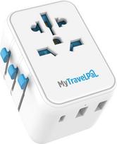 "MyTravelPal" universalus kelionių adapteris su USB C, pasaulinis kelionių adapteris, JK saugos standartai, universalus kištukinis adapteris su USB-C | Tarptautinis kelionių kištukas Europai, JAV, JK