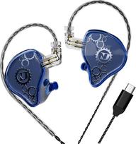 "ND Venus In-Ear Monitor" ausinės, 10 mm dvigubas magnetinis dinaminis draiveris, IEM ausinės, "HiFi" laidinės žaidimų ausinės, 2 kontaktų nuimamas kabelis (su mikrofonu, mėlynos spalvos)