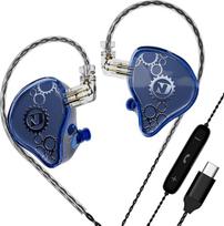 "ND Venus In-Ear Monitor" ausinės, 10 mm dvigubas magnetinis dinaminis draiveris, IEM ausinės, "HiFi" laidinės žaidimų ausinės, 2 kontaktų nuimamas kabelis (su mikrofonu, mėlynos spalvos)
