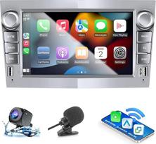 "Opel Corsa/Astra/Zafira/Meriva/Combo" automobilinis radijas su "Android Car" ir belaidžiu "CarPlay", automobilinis radijo imtuvas "Android Stereo" [2G+32G] su atbulinės eigos kamera, mikrofonu, "Canbus"/"App Store"/USB jungtimi (sidabrinės spalvos)