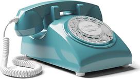 "Opis Technology" 60-ųjų laidinis retro telefonas su rinkikliu - klasikinis fiksuotojo ryšio telefonas, mechaninis metalinis skambutis ir senovinis dizainas, suderinamas su šiuolaikiniais maršrutizatoriais (FritzBox ir kt.) - žydrai mėlynas
