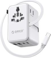 "ORICO" 100 W GaN kelioninis adapteris "7-in-1" su 100 W GaN greitojo įkrovimo adapteriu, 3 USB-C ir 2 USB-A, kelioninis kištukas su 2 saugikliais Europai, Jungtinei Karalystei, JAV, Azijai - UAX (baltas)