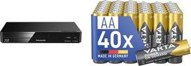 "Panasonic" DMP-BDT167EG kompaktiškas 3D "Blu-ray" grotuvas "Full HD Upscaling" ir "Varta" baterijos AA