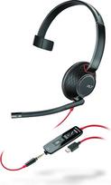 "Plantronics Blackwire C5220" stereofoninės ausinės su USB C jungtimi, skirtos kompiuteriui, 3,5 mm, juodos spalvos