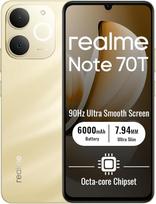 "realme Note 70T" 4G išmanusis telefonas, 4+128GB, 6,75 colių ekranas, Obsidiano juoda / paplūdimio aukso spalvos, 90 Hz ekranas, 6000 mAh akumuliatorius, 32 MP kamera, galingas "Octacore" procesorius, "ArmorShell" apsauga, IP54