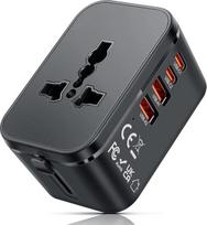 "Romon" kelioninis adapteris visame pasaulyje, universalus kelioninis kištukinis adapteris su 2 USB, 2 USB C ir 1 kištukiniu lizdu, tarptautinis kištukinis adapteris GaN20W, kelioninis universalus maitinimo adapteris, skirtas ES, JAV, JK, AU