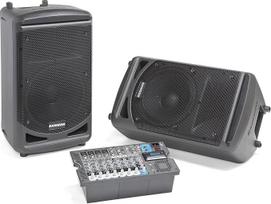 "Samson Expedition XP1000B" 1000 W nešiojamoji garso atkūrimo sistema su "Bluetooth", 10 kanalų maišytuvu, 2 x 10 colių garsiakalbiais - gyvai muzikai, pristatymams, renginiams, repeticijoms