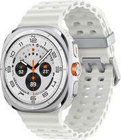 "Samsung Galaxy Watch Ultra (2025)" išmanusis laikrodis su "Galaxy AI", fitneso laikrodis, jūrinis dirželis, titano korpusas, greitasis mygtukas, dviguba GPS, 64GB atmintis, 47 mm, LTE, titano balta
