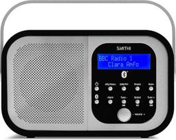 "SMITTH-Style Retro H1" FM / DAB skaitmeninis radijo žadintuvas su "Bluetooth", LCD ekranu, dvigubu žadintuvu, AUX įvestimi, grotelėmis, ausinių lizdu, DAB radiju / FM radiju / nešiojamuoju radiju su 20 išankstinių nustatymų - juodas