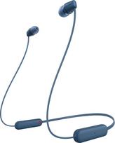 "Sony" WI-C100 belaidės ausinės į ausis (iki 25 valandų veikianti baterija, optimizuotos balso asistentams, integruotas mikrofonas skambučiams, "Bluetooth"), mėlynos, mažos