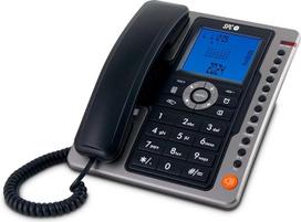 "SPC Office Pro" stalinis telefonas su dideliu apšviečiamu baterijomis maitinamu ekranu, 7 atminties lizdais, skambinančiojo ID ir laisvų rankų įranga - juodas