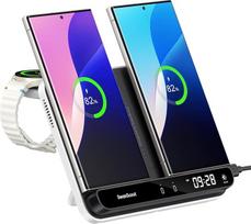 "SwanScout" belaidis įkroviklis "Samsung Galaxy S25 Ultra/S25/S24/Z Flip/Z Fold", dviguba indukcinė įkrovimo stotelė "iPhone 17/16/15" serijai, "Galaxy Watch 8/8 Classic/7/Ultra" įkroviklis, "SwanScout