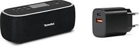 "TechniSat DIGITRADIO BT 1" - nešiojamasis "Bluetooth" garsiakalbis su DAB+ skaitmeniniu radiju, baterija, 6 W, juodas + "TechniSat USB-C" maitinimo šaltinis - 2 prievadų greitasis įkroviklis, juodas