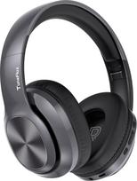 "TuneFlux" "Bluetooth" ausinės per ausis, 80 valandų veikianti baterija, belaidės "Bluetooth" ausinės su 3 ekvalaizerio režimais, "HiFi Stereo", įmontuotas mikrofonas, sulankstomos belaidės ausinės (metalinės)