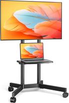 "TVON" mobilusis TV stovas 32-75 colių televizoriams skirtas riedantis TV stovas su ratukais, TV grindų stovas, reguliuojamo aukščio TV vežimėlis su lentyna iki 40 kg, maksimali VESA 400 x 400 mm