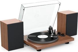 "Udreamer" patefonas su integruotu stiprintuvu, Hi-Fi sistema su 40 W garsiakalbiais, "Bluetooth", aliumininis patefonas, 2 greičių diržinė pavara, AT-3600L, rudos spalvos