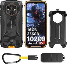 "Ulefone RugKing 4 Pro" lauko mobilusis telefonas be sutarties, 10200 mAh baterija, 48 MP, 6,56 colių 120 Hz "Android 15", 120 Lm žibintuvėlis, 3 kortelių lizdai, IP68/IP69K/OTG/NFC/GPS, geltonos spalvos
