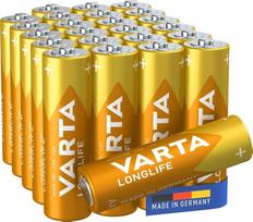 "Varta" šarminės ilgaamžės AA Mignon LR6 baterijos (24 vnt.), pagamintos Vokietijoje. Idealiai tinka nuotolinio valdymo pultams, radijo imtuvams, žadintuvams ir laikrodžiams