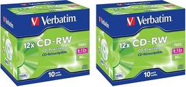 "Verbatim" CD-RW 700MB, 20 vnt., įrašomi tušti diskai, 52x įrašymo sparta ir ilgaamžiškumas, tušti kompaktiniai diskai, garso tušti diskai, perrašomi