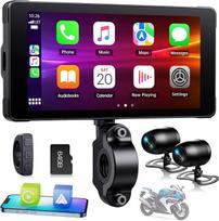 "Volam Carplay" motociklo "Android" automobilis, nešiojamasis "Carplay" ekranas su prietaisų kameros priekine galine 2K + 1080P kamera motociklams, 5,5 colio vandeniui atsparus jutiklinis ekranas, navigacija, "Siri/G-oogle" asistentas, programėlė, 64TF ko