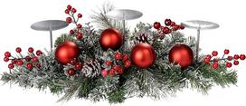 "WeRChristmas" dekoruota matinė stalo detalė su 3 žvakių laikikliais Kalėdų dekoracija, 52 cm - įvairiaspalvė