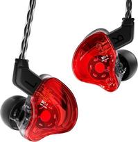 "Yinyoo CCZ Melody In-Ear Monitors" hibridinės 1BA 1DD HiFi ausinės, gilaus boso lengvos ausinės IEM su 4N OFC kabeliu muzikantams, būgnininkams ir bosistams (raudonos spalvos, be mikrofono)