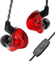 "Yinyoo CCZ Melody In-Ear Monitors" hibridinės 1BA 1DD HiFi ausinės, gilių bosų, lengvos ausinės IEM su 4N OFC kabeliu muzikantams, būgnininkams ir bosistams (raudonos spalvos, su mikrofonu)
