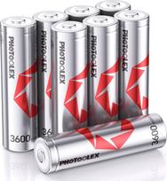 1,5 V įkraunamos AA ličio baterijos (8 vnt.), 3600 mWh ličio jonų didelės talpos įkraunama AA baterija, 1600 + ciklų, ilgaamžė įkraunama dviguba A baterija, maža savaiminė iškrova