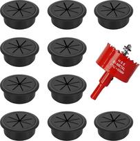 10 vnt. 60 mm stalo įvorės Plastikinės apvalios kabelių įvorės su skylės pjūklu Stalo kabelio skylė Kompiuterio stalo kabelio įvorė Kabelio skylės dangtelis namams, biurui, mokyklai
