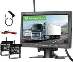 1080P HD belaidis galinio vaizdo kamerų rinkinys, 7 colių LCD monitorius su 2 galinio vaizdo kameromis priekabai, kemperiui, sunkvežimiui, automobiliui, autobusui, "pasidaryk pats" gairėms, IP68 vandeniui atsparus, naktinis matymas, BSD, 12V-36V