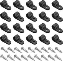120 vienetų kabelių spaustukų 1/2 "R-Type Nylon Cable Clip Wire Clamp Rope Light Fixing Cord Fixing Clips with Screws for Wire Management, Black