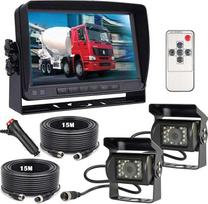12V-24V 4 kontaktų automobilio galinio vaizdo kameros sistema RV autobuso priekabos sunkvežimiui 7" TFT LCD HD spalvotas automobilio monitorius su 2 18 šviesos diodų naktinio matymo vandeniui atsparia galinio vaizdo kamera