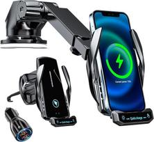 15 W greitas belaidis įkroviklis Automobilinis mobiliojo telefono laikiklis su įkrovimo funkcija Indukcinio variklio veikimas Qi įkrovimo stotelė Automobilinis mobiliojo telefono laikiklis Automobilio ventiliacija (juoda + QC3.0 + stovas)