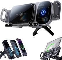 15 W greitas belaidžio automobilinio įkroviklio laikiklis, automatiškai prispaudžiamas ir pasukamas telefono laikiklis su stipriu magnetu, sertifikuotas belaidžio automobilinio įkroviklio laikiklis, skirtas "iOS 15/14/13/12", "Android 7.5X