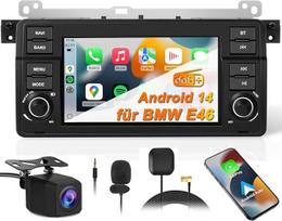2 DIN automobilinis radijas su atbulinės eigos kamera BMW E46 sedanui Touring Coupé kabrioletui M3 Compact Rover 75 MG ZT su CarPlay, Android Car, 7 colių, valdymo pulteliu, DAB+, EQ, MirrorLink, GPS
