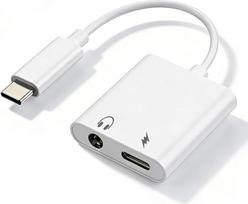 2 in 1 Aux į USB C ausinių adapteris, USB C į 3,5 mm lizdo adapteris su 3,5 mm garso ir 60 W C tipo įkrovimo prievadu, USBC į Aux garso adapteris, suderinamas su iPhone 17/16/15/Galaxy S24/S23/S22/S21