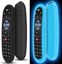 2 pakuotės mėlynos ir juodos spalvos silikono odos dangtelis "Sky Q" balso nuotolinio valdymo pultui SKY135 Nuotolinio valdymo pulto silikono odos dangtelis "Sky Q" jutiklinis ir neliečiamas nuotolinio valdymo pultas