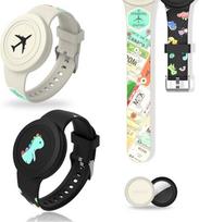 2 pakuotės vandeniui atspari apyrankė vaikams "AirTag Cute Cartoon Adjustable IP53 Silicone Hidden for Apple Air Tag Holder Soft Silicone Protective Case Anti-lost GPS Tracker