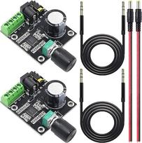2 vnt PAM8610 dviejų kanalų 12V HD skaitmeninio garso stiprintuvo plokštė Didelės galios 2 x 15 W D garso stereofoninio didelės galios stiprintuvo plokštė su 3,5 mm garso kabeliu DC kištuko laidu