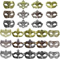 27 derliaus senovinių antikvarinių kaukių pakuotė Retro maskarado kaukės Vyrai Moterys Unisex kaukė pokylio vakarėliui Venecijos kostiumas - aukso, sidabro, bronzos spalvos