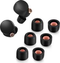 3 poros atminties putų antgalių "Sony WF-1000XM4" neslystančioms pakaitinėms ausinėms, skirtoms "Sony" tikrosioms belaidėms ausinėms, tinka įkrovimo dėkle, puikiai slopina triukšmą, 3 poros (mažos, juodos spalvos)