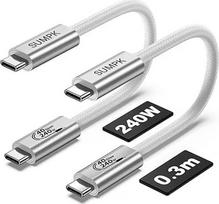 30 cm trumpas USB4 kabelis, 240 W USB C į USB C 40gbps greitasis įkrovimas, 8K vaizdo monitoriaus kabelis, suderinamas su "Thunderbolt 4", "Thunderbolt 3" ir USB4 įrenginiais