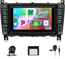 4 branduolių 64G Hodozzy Carplay automobilinis radijas Mercedes Benz C klasės W203 CLC klasės W203, 7 colių jutiklinis ekranas su Android Car/DSP/WiFi/GPS/RDS/FM/BT5.0/USB/SWC+užpakalinio vaizdo kamera